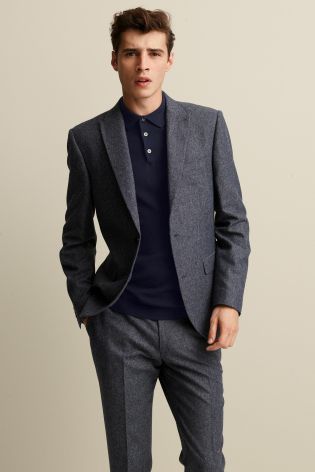 Blue Light Weight Donegal Slim Fit Suit: Jacket
